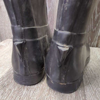 Tall Soft Rubber Riding Boots *gc, clean, stained lining, residue, scratches, older
