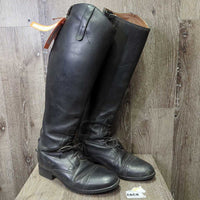 Lined Field Boots, Zips *gc, older, replaced zip, creases, rubs, curled & thin edges
