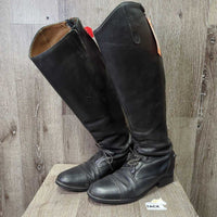 Lined Field Boots, Zips *gc, older, replaced zip, creases, rubs, curled & thin edges
