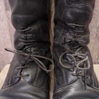 Lined Field Boots, Zips *gc, older, replaced zip, creases, rubs, curled & thin edges
