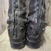 Lined Field Boots, Zips *gc, older, replaced zip, creases, rubs, curled & thin edges
