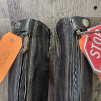 Lined Field Boots, Zips *gc, older, replaced zip, creases, rubs, curled & thin edges
