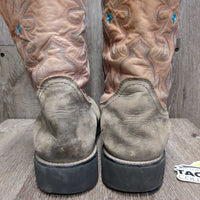 Round Toe Western Boots *fair, v.peeled insides, dry, faded, scuffed, discolored, flattened toes

