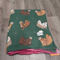Thin Double Sided Quilt Blanket *gc, faded & thin edges, older, clean
