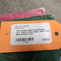 Thin Double Sided Quilt Blanket *gc, faded & thin edges, older, clean
