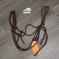 Thin Soft Nylon Rope Halter Side Pull, 4 rings *vgc, mnr rust, threads, residue
