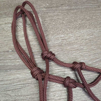 Thin Soft Nylon Rope Halter Side Pull, 4 rings *vgc, mnr rust, threads, residue
