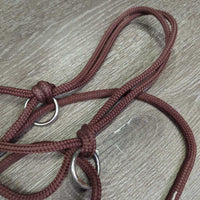 Thin Soft Nylon Rope Halter Side Pull, 4 rings *vgc, mnr rust, threads, residue
