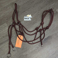 Thin Soft Nylon Rope Halter Side Pull, 4 rings *vgc, mnr rust, threads, residue
