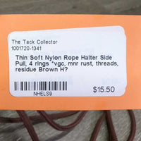 Thin Soft Nylon Rope Halter Side Pull, 4 rings *vgc, mnr rust, threads, residue
