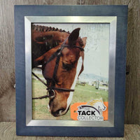 Chestnut Hunter Horse, Hvy Wood & Metal Edge Frame *gc, scratches, water damage, edge rubs
