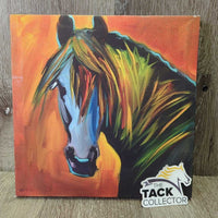 Diane Whitehead Canvas Horse Painting "Untamed Spirit" *gc/fair, No base, v.scratches, torn edges
