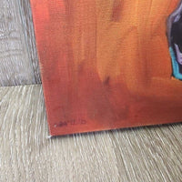 Diane Whitehead Canvas Horse Painting "Untamed Spirit" *gc/fair, No base, v.scratches, torn edges
