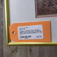 "Water Crossing" Print, Matted, Metal Frame *vgc, dirty, scratches, torn back
