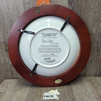 Wood Framed Mare & Foal Decorative Plate "Dawn" #1579 *gc, scratches, scuffs
