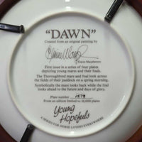 Wood Framed Mare & Foal Decorative Plate "Dawn" #1579 *gc, scratches, scuffs
