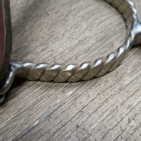 Flat Twistted Western Rowel Spurs, Plain Leather Spur Straps *vgc, clean & mnr dirty, widened, scrapes, oxidized
