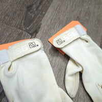 Cloth Riding Gloves *gc/fair, curled fingers, v.stained, dingy, discolored
