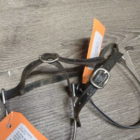 Pr POW Spurs, Leather Spur Straps *gc, scuffs, rubs, peeled/bubbled ends, residue, film, faded
