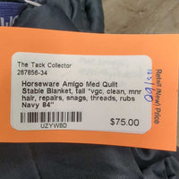 Med Quilt Stable Blanket, tail *vgc, clean, mnr hair, repairs, snags, threads, rubs
