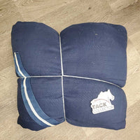 Hvy Stable Blanket *gc, clean, missing tail & ring, mnr holes, unstitched, snags, repairs, rubs, threads, faded
