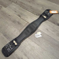 Neoprene Short - Dressage Girth, 2x Els *gc/fair, clean & residue, torn/unstitched keepers, stretched els, frays, hairy seams, cracked lining
