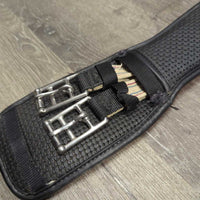 Neoprene Short - Dressage Girth, 2x Els *gc/fair, clean & residue, torn/unstitched keepers, stretched els, frays, hairy seams, cracked lining
