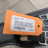 Neoprene Short - Dressage Girth, 2x Els *gc/fair, clean & residue, torn/unstitched keepers, stretched els, frays, hairy seams, cracked lining
