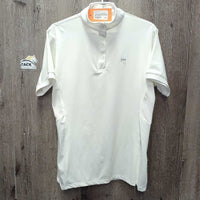 SS Show Shirt, 1/4 Snap Up, Snap Collar, hvy mesh sides *vgc, clean, mnr rubs & stains, older
