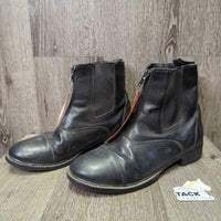 Paddock Boots, zips, older, clean, dents, scratches, inside folded insole & rubs, elastic rubs, stiff zip
