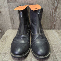 Paddock Boots, zips, older, clean, dents, scratches, inside folded insole & rubs, elastic rubs, stiff zip
