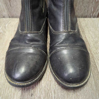 Paddock Boots, zips, older, clean, dents, scratches, inside folded insole & rubs, elastic rubs, stiff zip
