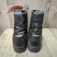 Paddock Boots, zips, older, clean, dents, scratches, inside folded insole & rubs, elastic rubs, stiff zip
