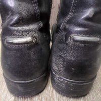 Paddock Boots, zips, older, clean, dents, scratches, inside folded insole & rubs, elastic rubs, stiff zip

