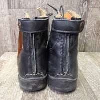 Winter Fleece Lined Paddock Boots, back zips & laces *vgc, clean, mnr residue
