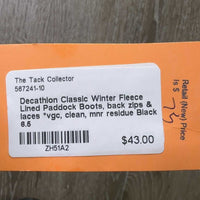 Winter Fleece Lined Paddock Boots, back zips & laces *vgc, clean, mnr residue
