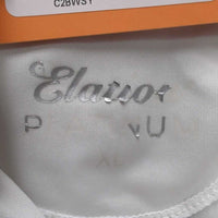 JUNIORS SS Show Shirt, 1/3 Snap Up, attached snap collar, perforated sleeves *gc, seam puckers, peeling logo, mnr undone seam stitching, snags
