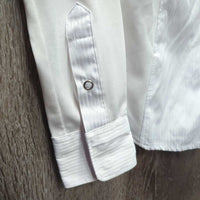 JUNIORS LS Show Shirt, attached snap collar *vgc, older, mnr snags, stains, puckers
