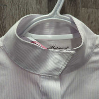 JUNIORS LS Show Shirt, attached snap collar *vgc, older, mnr snags, stains, puckers
