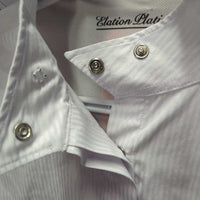 JUNIORS LS Show Shirt, attached snap collar *vgc, older, mnr snags, stains, puckers
