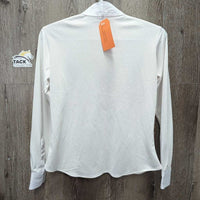 JUNIORS LS Show Shirt, attached snap collar *vgc, older, mnr snags, stains, puckers
