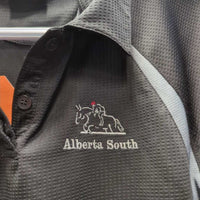 SS Polo Shirt, 1/4 Button Up "Alberta South" *vgc, mnr dusty & hair

