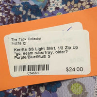 SS Light Shirt, 1/2 Zip Up *gc, seam rubs/fray, older?
