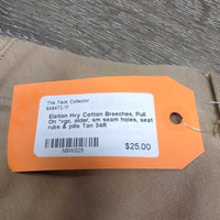 Hvy Cotton Breeches, Pull On *vgc, older, sm seam holes, seat rubs & pills
