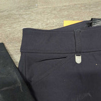 Hvy Euroseat Breeches *gc, faded, seam puckers, seat rubs & pilly legs & knee stickies, older, curled inner waist

