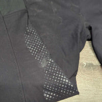Hvy Euroseat Breeches *gc, faded, seam puckers, seat rubs & pilly legs & knee stickies, older, curled inner waist
