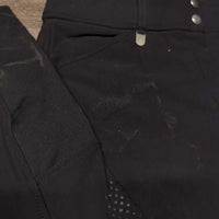 Hvy Euroseat Breeches *gc, faded, seam puckers, seat rubs & pilly legs & knee stickies, older, curled inner waist
