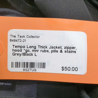 Long Thick Jacket, zipper, hood *gc, mnr rubs, pills & stains

