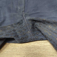High Waist Full Seat Denim Breeches *gc, v.faded, seam puckers, edge rubs, older,? pulled seat seam, discolored spots
