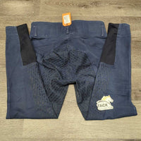 High Waist Full Seat Denim Breeches *gc, v.faded, seam puckers, edge rubs, older,? pulled seat seam, discolored spots
